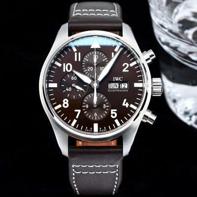 TW Factory IWC Pilot  Brown Face Steel 43mm Replica Watch